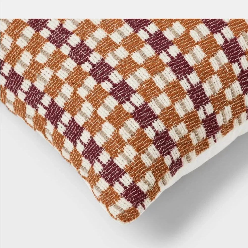 Threshold | Accents | New Threshold Woven Checkered Pillow In Burgundy ...